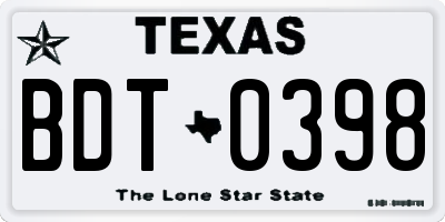 TX license plate BDT0398
