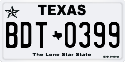 TX license plate BDT0399