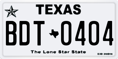 TX license plate BDT0404