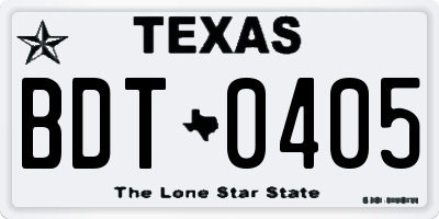 TX license plate BDT0405