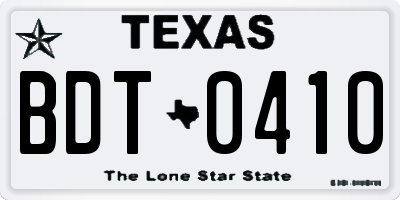 TX license plate BDT0410