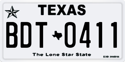 TX license plate BDT0411