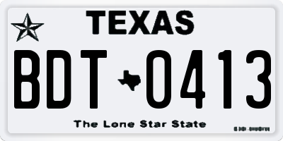 TX license plate BDT0413