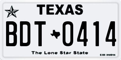 TX license plate BDT0414