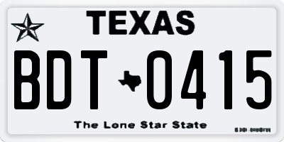 TX license plate BDT0415