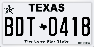 TX license plate BDT0418