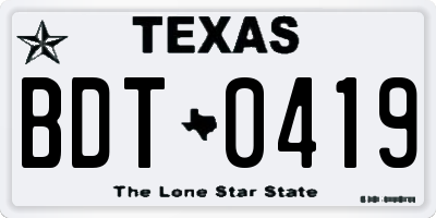 TX license plate BDT0419