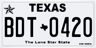 TX license plate BDT0420