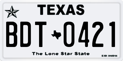 TX license plate BDT0421