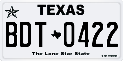 TX license plate BDT0422