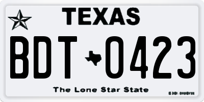 TX license plate BDT0423