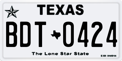 TX license plate BDT0424