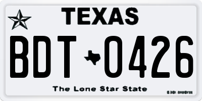 TX license plate BDT0426