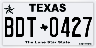 TX license plate BDT0427
