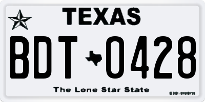 TX license plate BDT0428