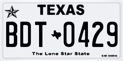 TX license plate BDT0429
