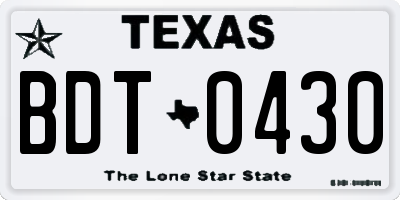 TX license plate BDT0430