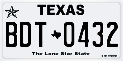 TX license plate BDT0432