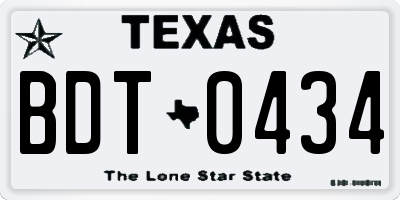 TX license plate BDT0434