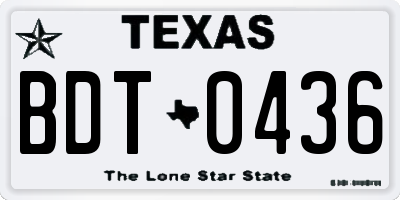 TX license plate BDT0436