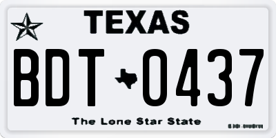 TX license plate BDT0437