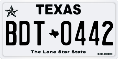 TX license plate BDT0442