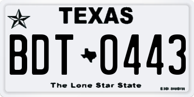 TX license plate BDT0443
