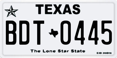 TX license plate BDT0445