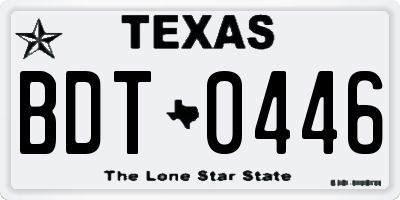 TX license plate BDT0446