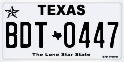 TX license plate BDT0447