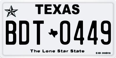 TX license plate BDT0449