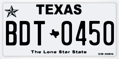 TX license plate BDT0450