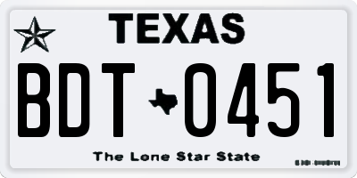 TX license plate BDT0451