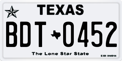 TX license plate BDT0452