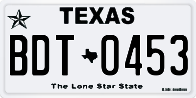 TX license plate BDT0453