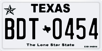 TX license plate BDT0454