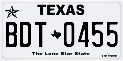 TX license plate BDT0455