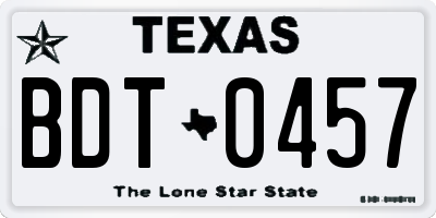 TX license plate BDT0457