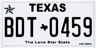 TX license plate BDT0459