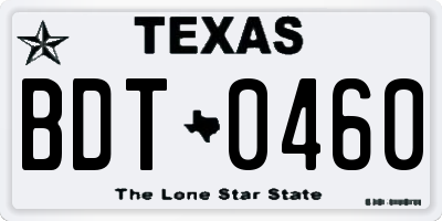TX license plate BDT0460