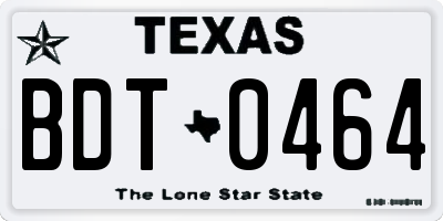 TX license plate BDT0464
