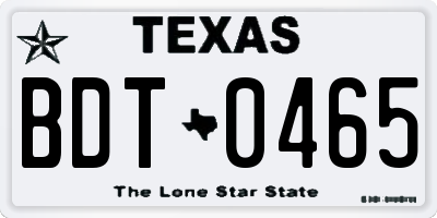 TX license plate BDT0465