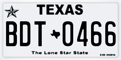TX license plate BDT0466