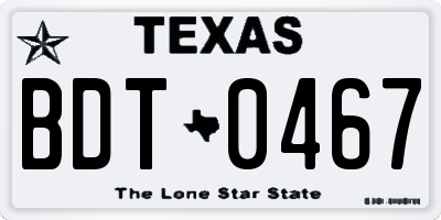 TX license plate BDT0467