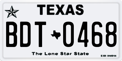 TX license plate BDT0468