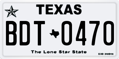 TX license plate BDT0470