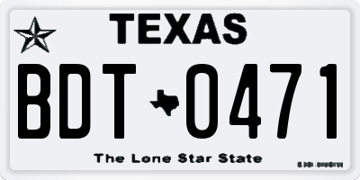 TX license plate BDT0471