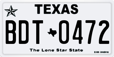 TX license plate BDT0472