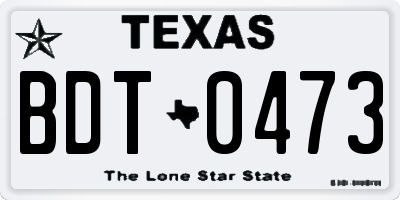 TX license plate BDT0473