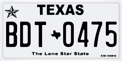 TX license plate BDT0475